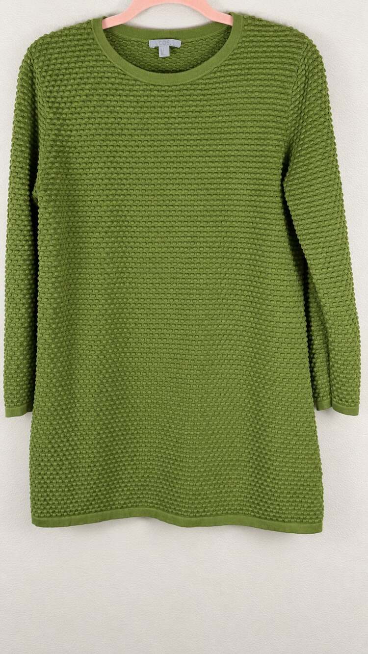 COS Tunic Size M Green Textured Cotton